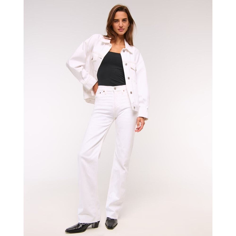 NEW $90 Abercrombie & Fitch Womens 34 18 Reg White 90s Relaxed Jean High Rise